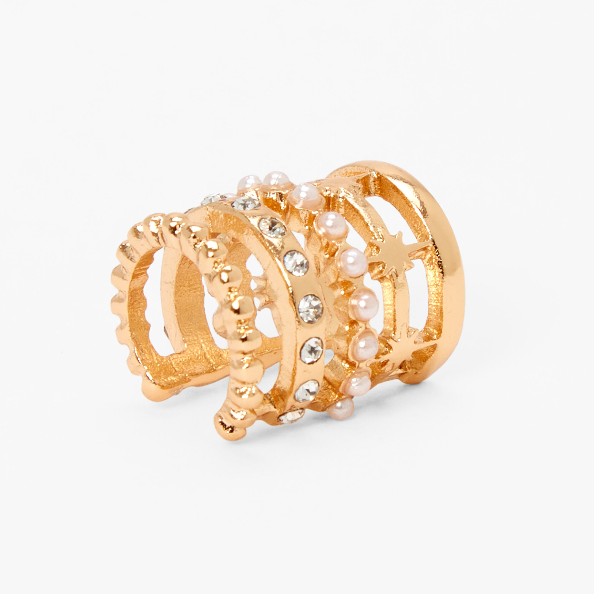 Gold Crystal Five Row Faux Helix Earring Claire s US