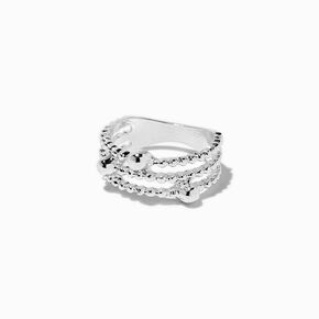 Silver-tone Mini Ball Stack Ring ,