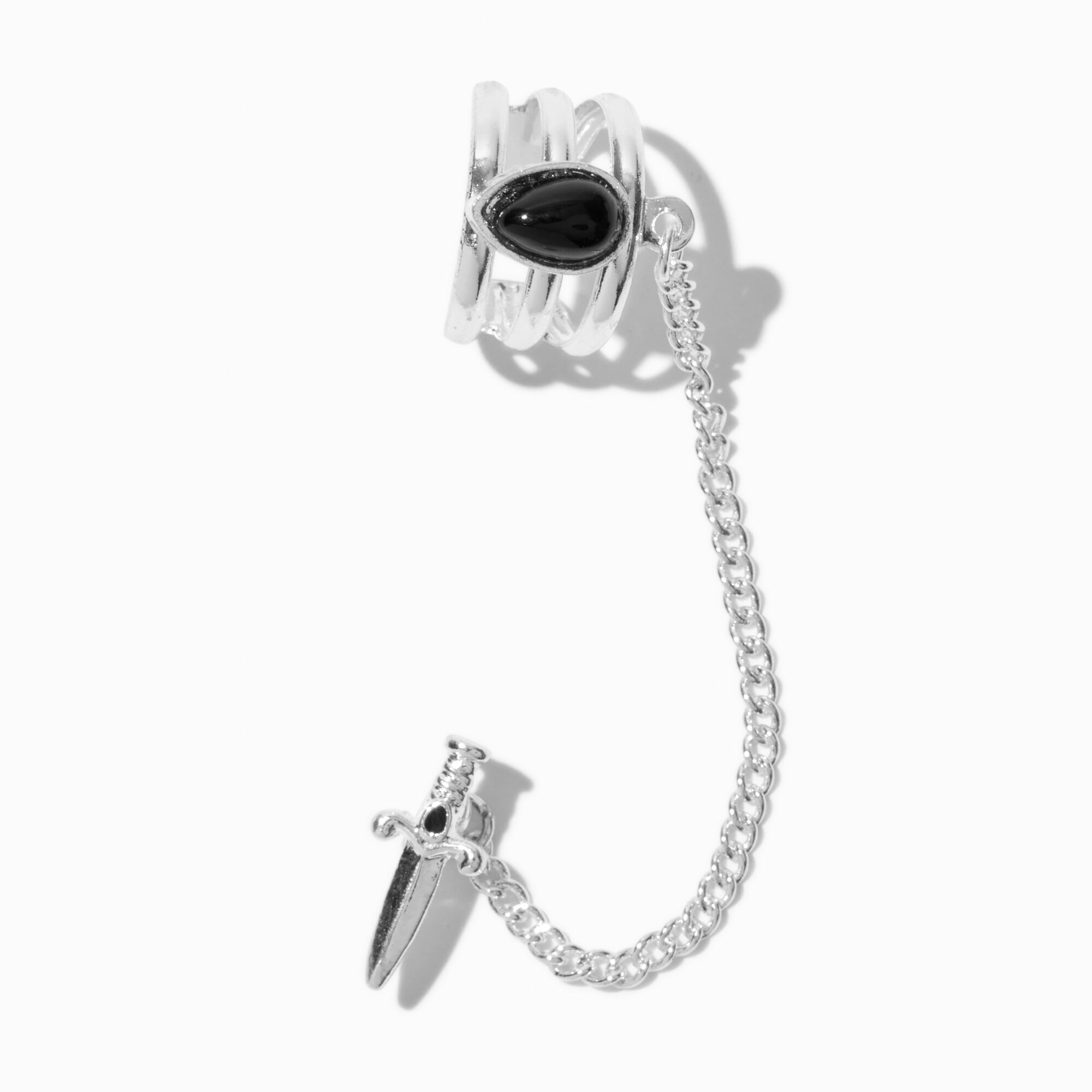 Silver-tone Dagger & Ear Cuff Connector Earring,