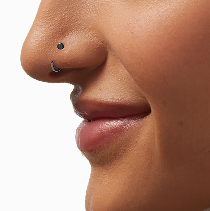 20G Silver-tone Titanium Nose Studs &amp; Twisted Hoop - 3 Pack,