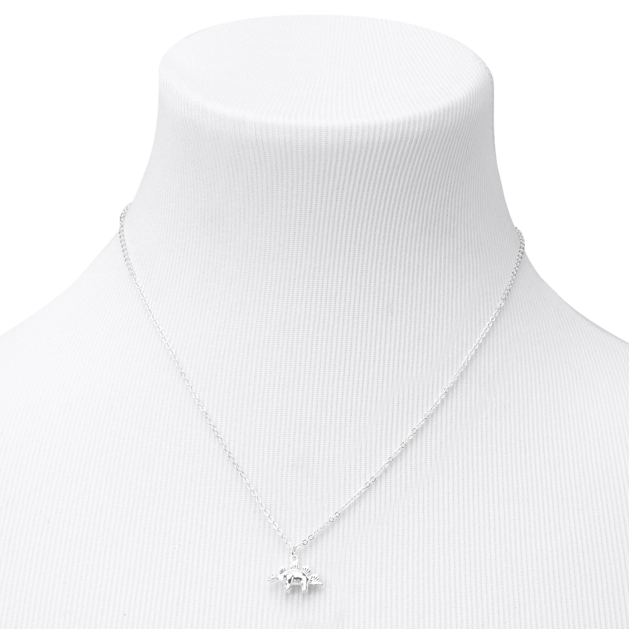 Silver Stegosaurus Pendant Necklace,