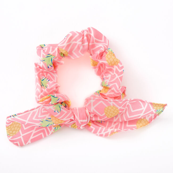 Claire's Petit chouchou à nœud noué ananas fluo - Rose