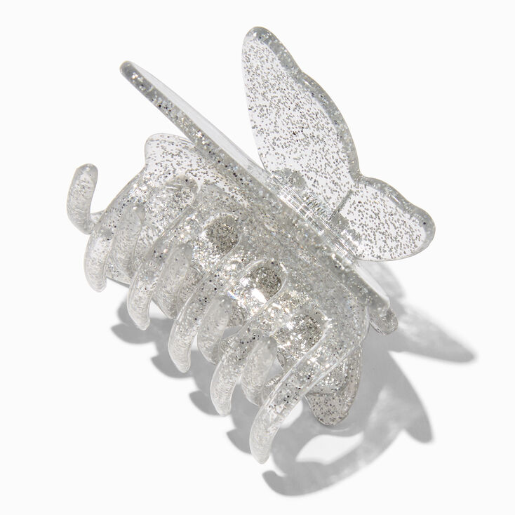 Silver Glitter Butterfly Hair Claw,