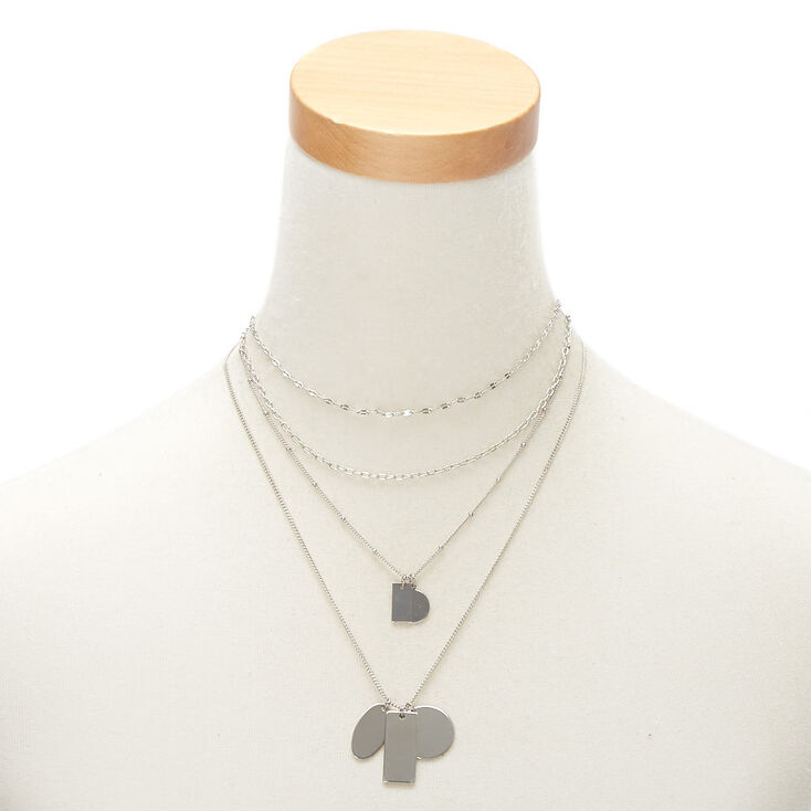 Silver Dog Tag Pendant Necklaces - 4 Pack,