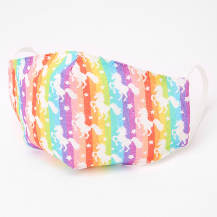 Masque en coton licorne arc-en-ciel - Enfant taille moyenne/grande taille,