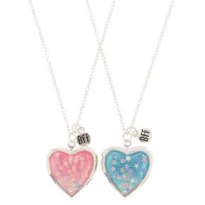 friends necklaces locket glitter heart claire