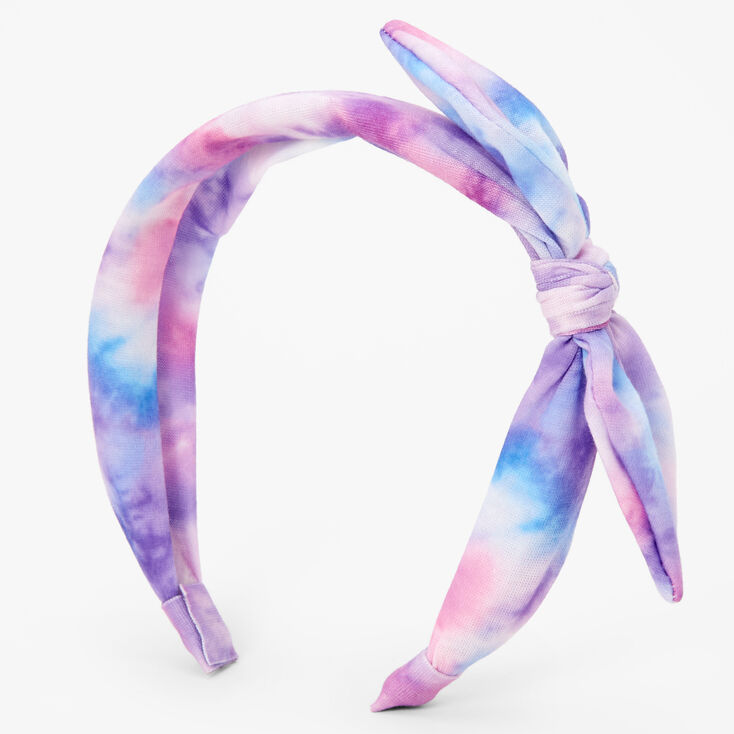 Blue Tie Dye Knotted Bow Headband,