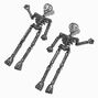 Glittery Jointed Skeleton 4&quot; Drop Earrings,