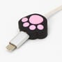 MojiPower&reg; Pink &amp; Black Paw Print Cable Protector,
