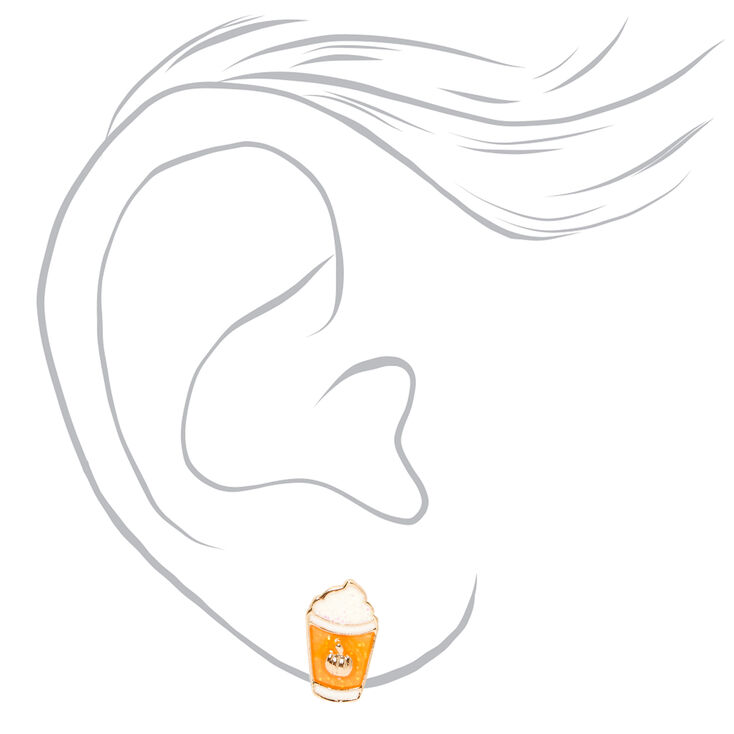 Silver Pumpkin Spice Latte Stud Earrings,