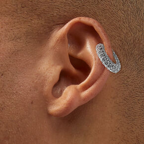 Silver-tone Crystal Pav&eacute; Chunky Ear Cuff,