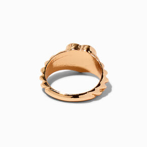 Bague c&oelig;ur transparent textur&eacute;e couleur dor&eacute;e,