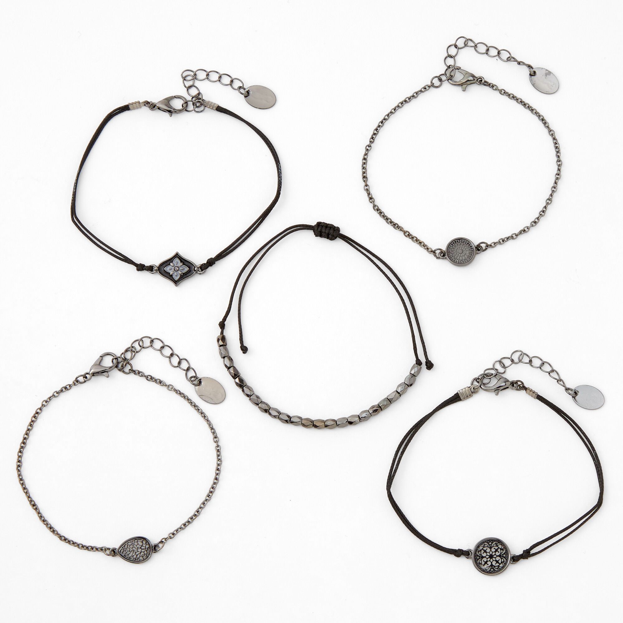 Hematite Chain Bracelets - 5 Pack,