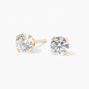 14kt Yellow Gold 4mm Cubic Zirconia Studs Ear Piercing Kit with Ear Care Solution,