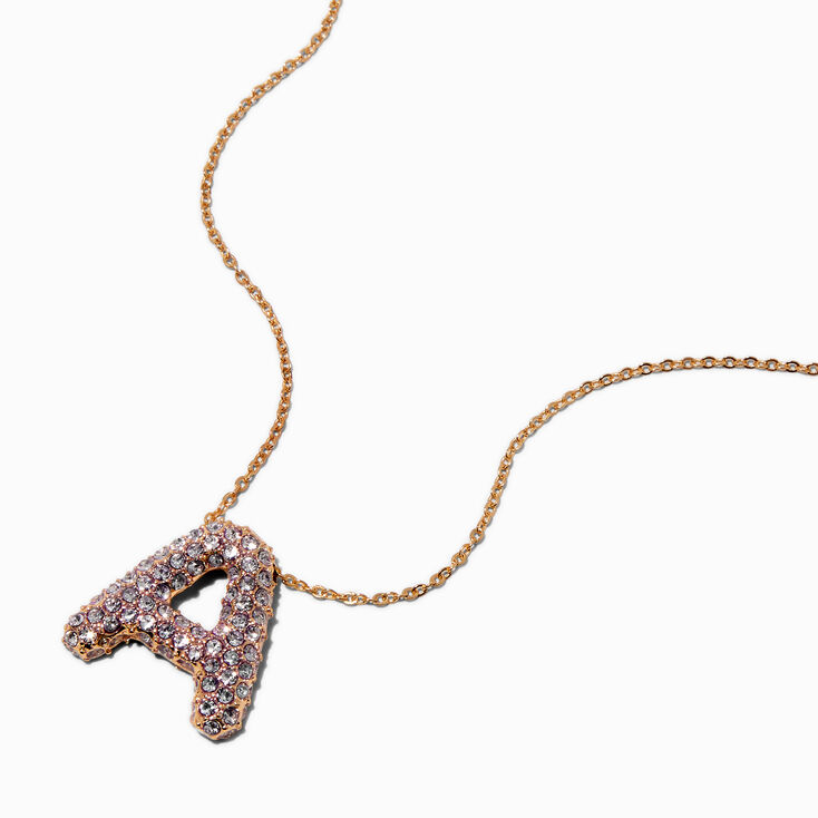 Gold-tone Pav&eacute; Bubble Initial Pendant Necklace - A,