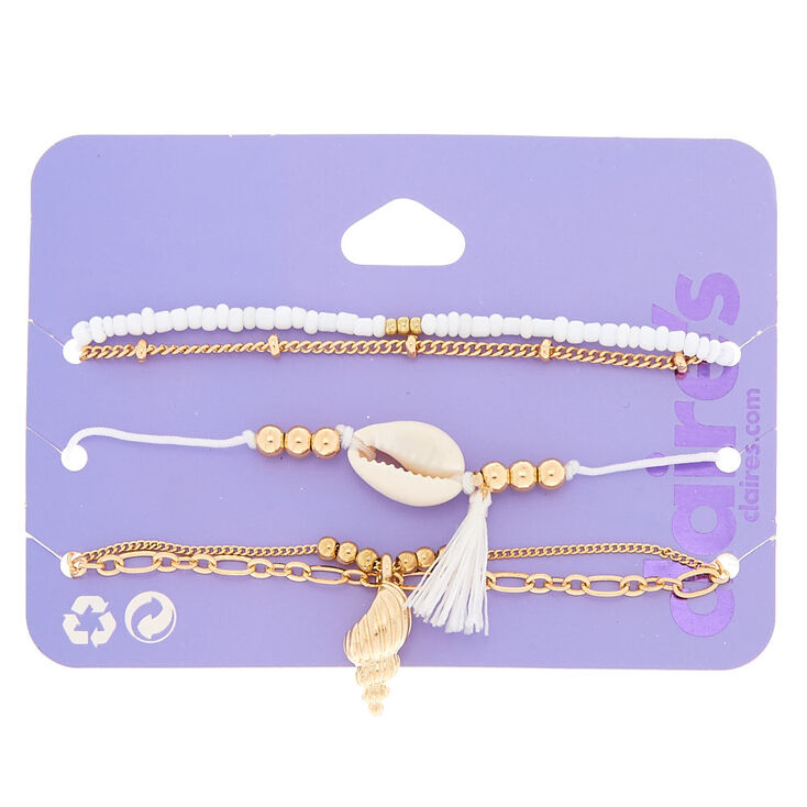 Gold Cowrie Shell Bracelets - 5 Pack,