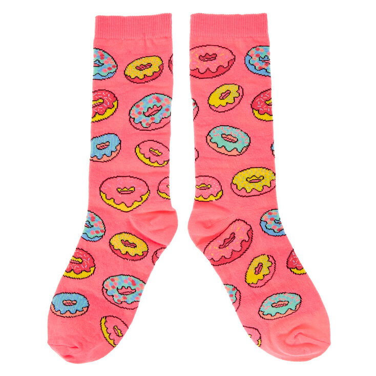 Claire's Mi-chaussettes donuts rose fluo