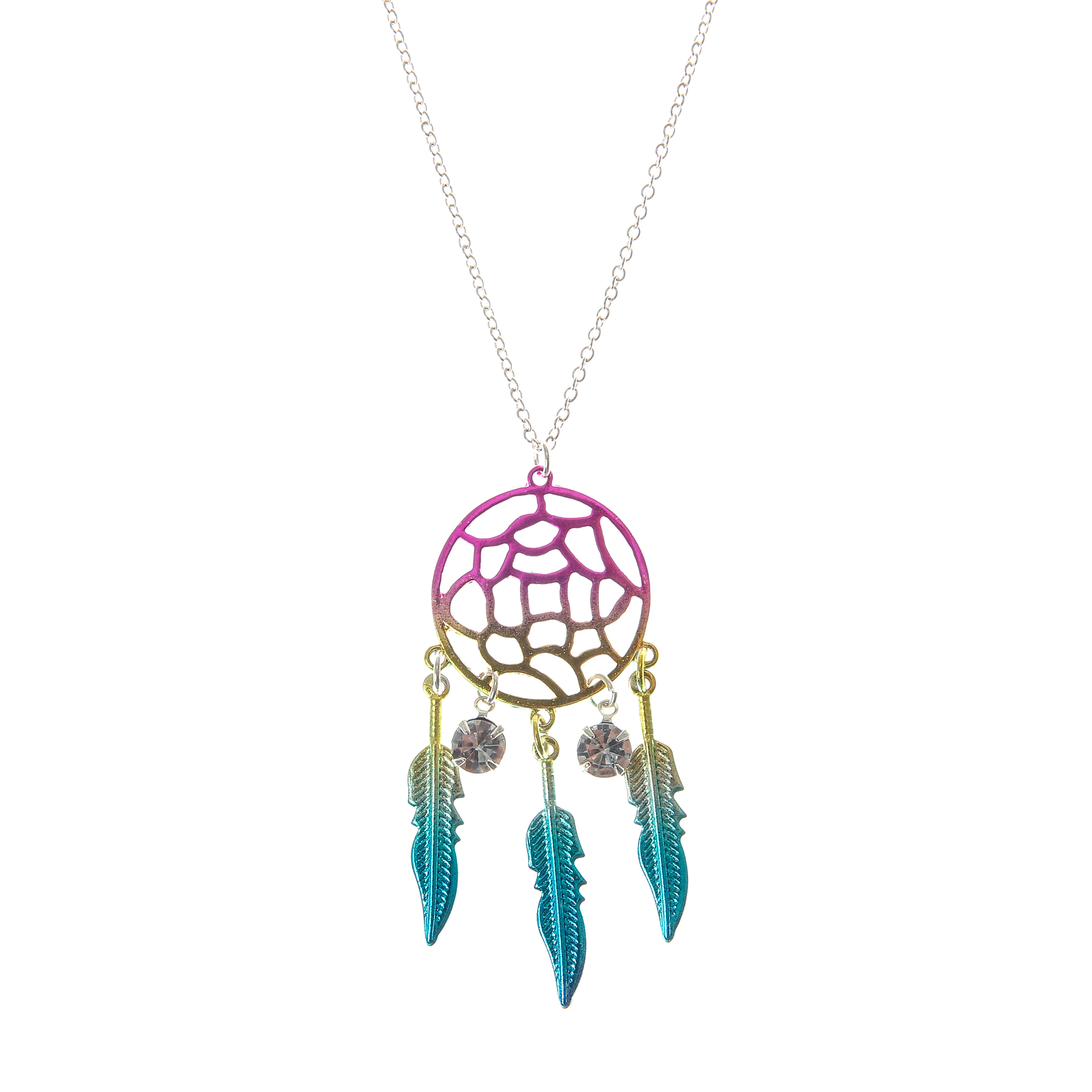 Rainbow Dreamcatcher Pendant Necklace,