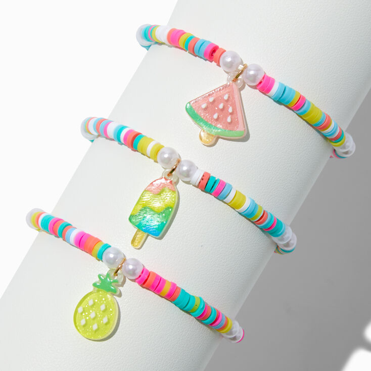 Claire&#39;s Club Bright Ice Pop Charm Stretch Bracelets - 4 Pack,