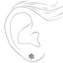 Silver-tone Cubic Zirconia 5mm Round Cupcake Stud Earrings,