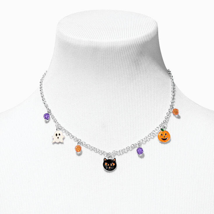 Halloween Enameled Ghost, Cat, &amp; Pumpkin Necklace &amp; Charm Bracelet Set - 2 Pack,