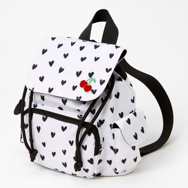 Heart Mini Backpack - Black & White | Claire's US