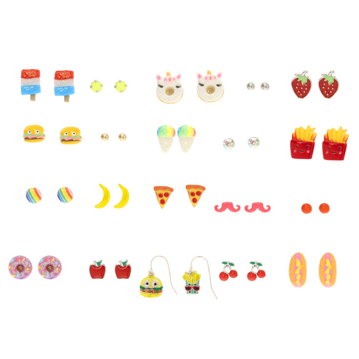 Silver Yummy Treats Stud Earrings - 20 Pack,