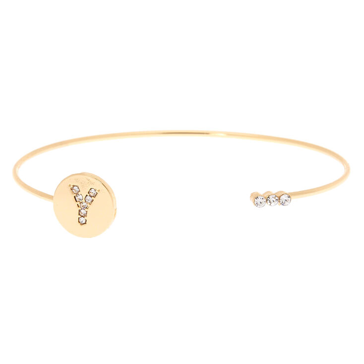 Gold Initial Cuff Bracelet - Y,