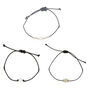 Pearl Cord Adjustable Bracelets - Black, 3 Pack,