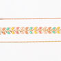 Gold Colourful Scalloped Chain Bracelets - 3 Pack,