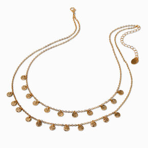 Gold-tone Coin Charm Multi-Strand Necklace,