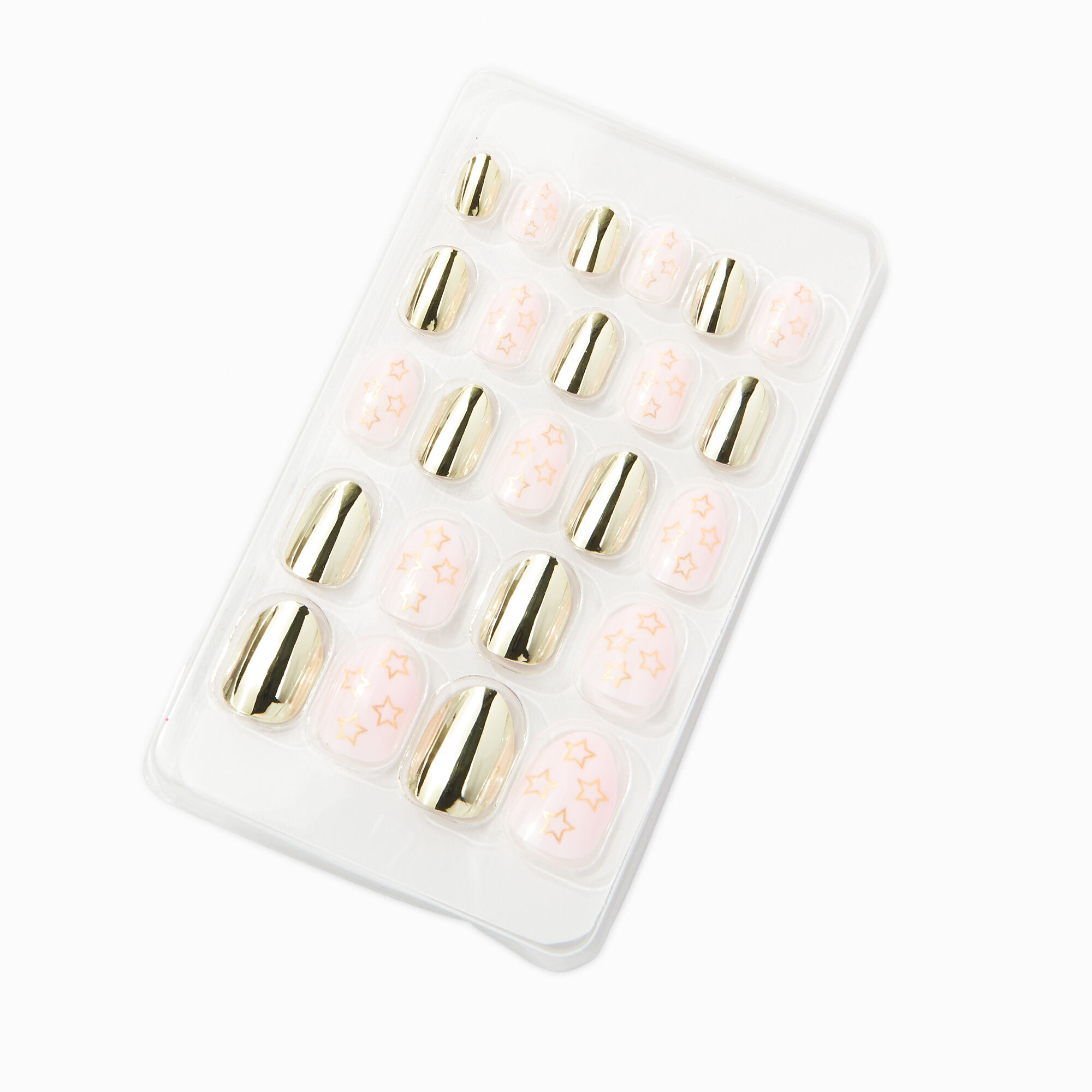 Gold Milky Star Stiletto Press On Vegan Faux Nail Set - 24 Pack,