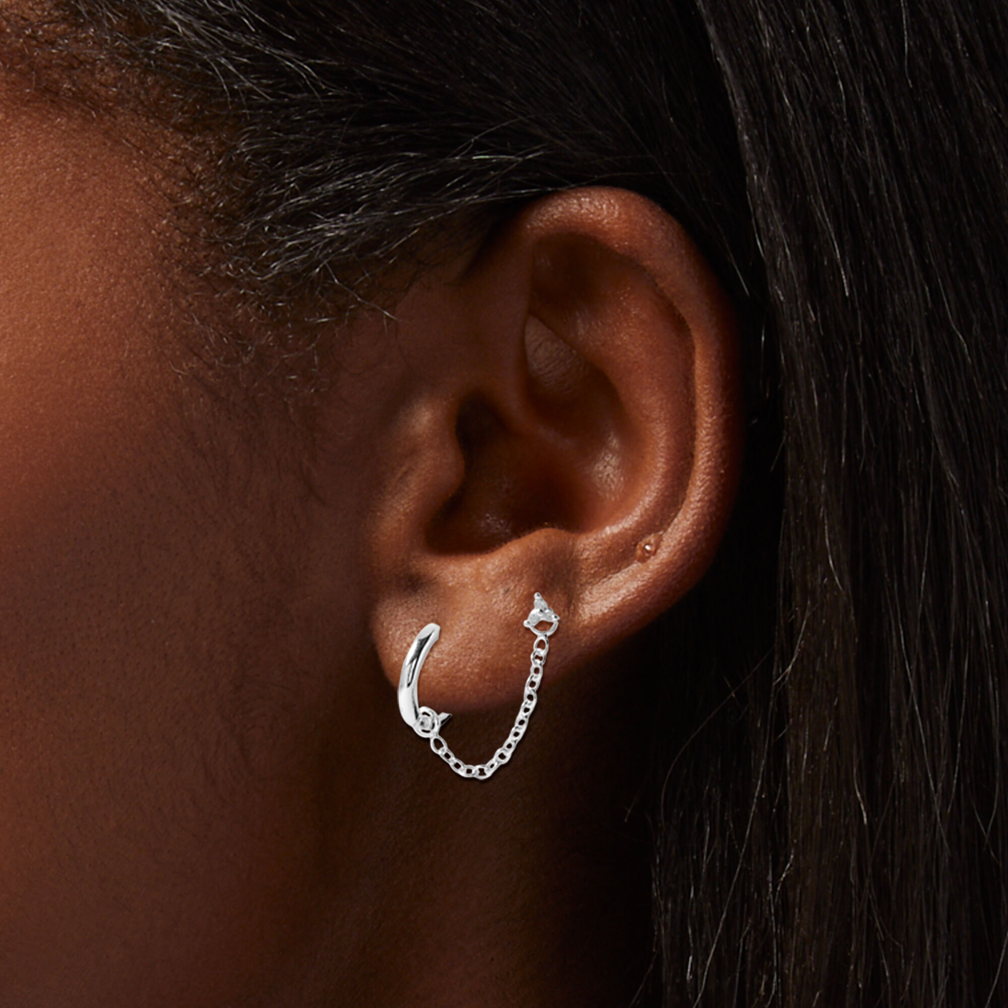 Chain earrings cartilage best sale to lobe claire's