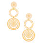 Gold 3&quot; Filigree Medallion Drop Earrings,