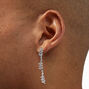 Boucles d&rsquo;oreilles &agrave; clip avec pendant feuille lin&eacute;aire en strass 5&nbsp;cm couleur argent&eacute;e,