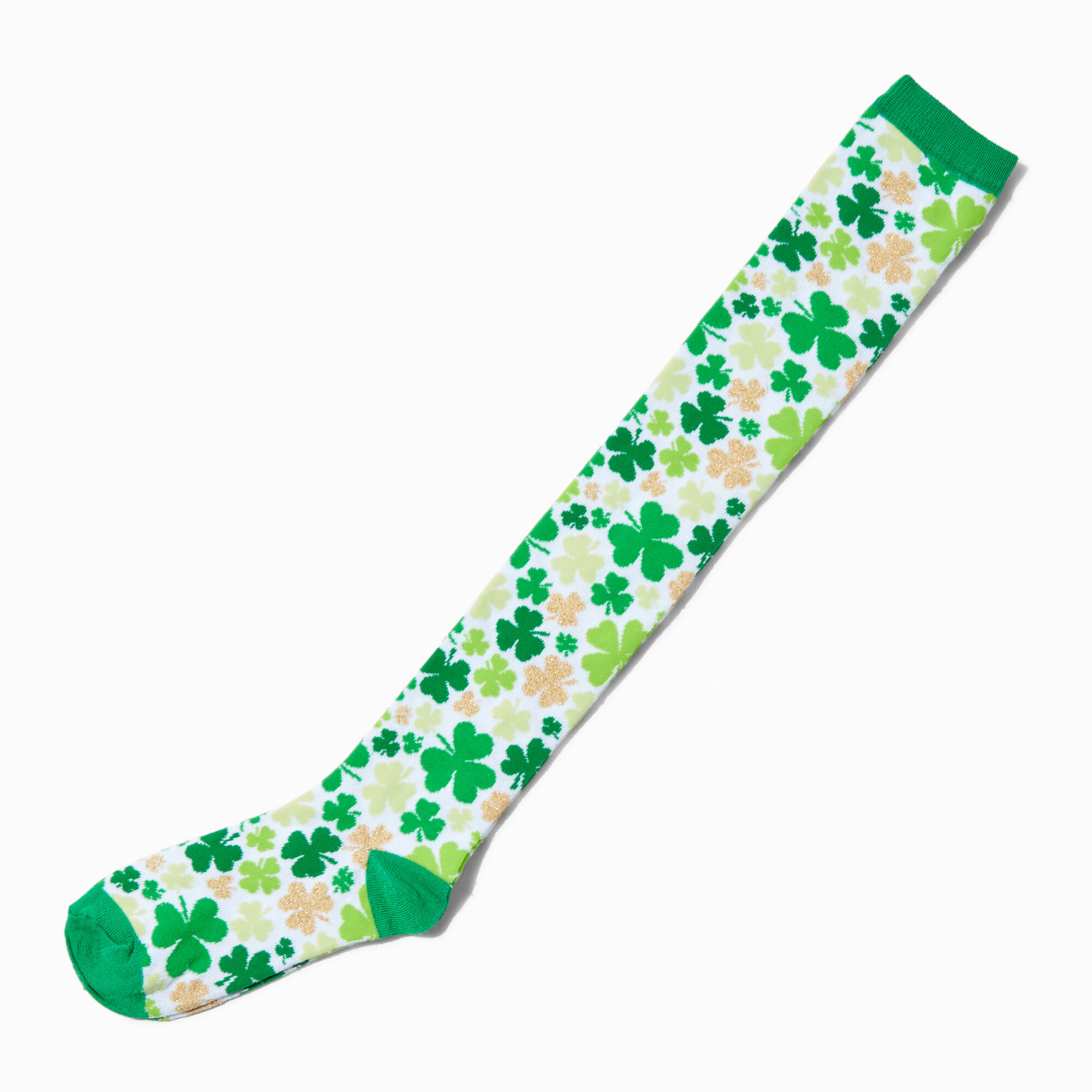 View Claires ShamrockPrint Over The Knee Socks information
