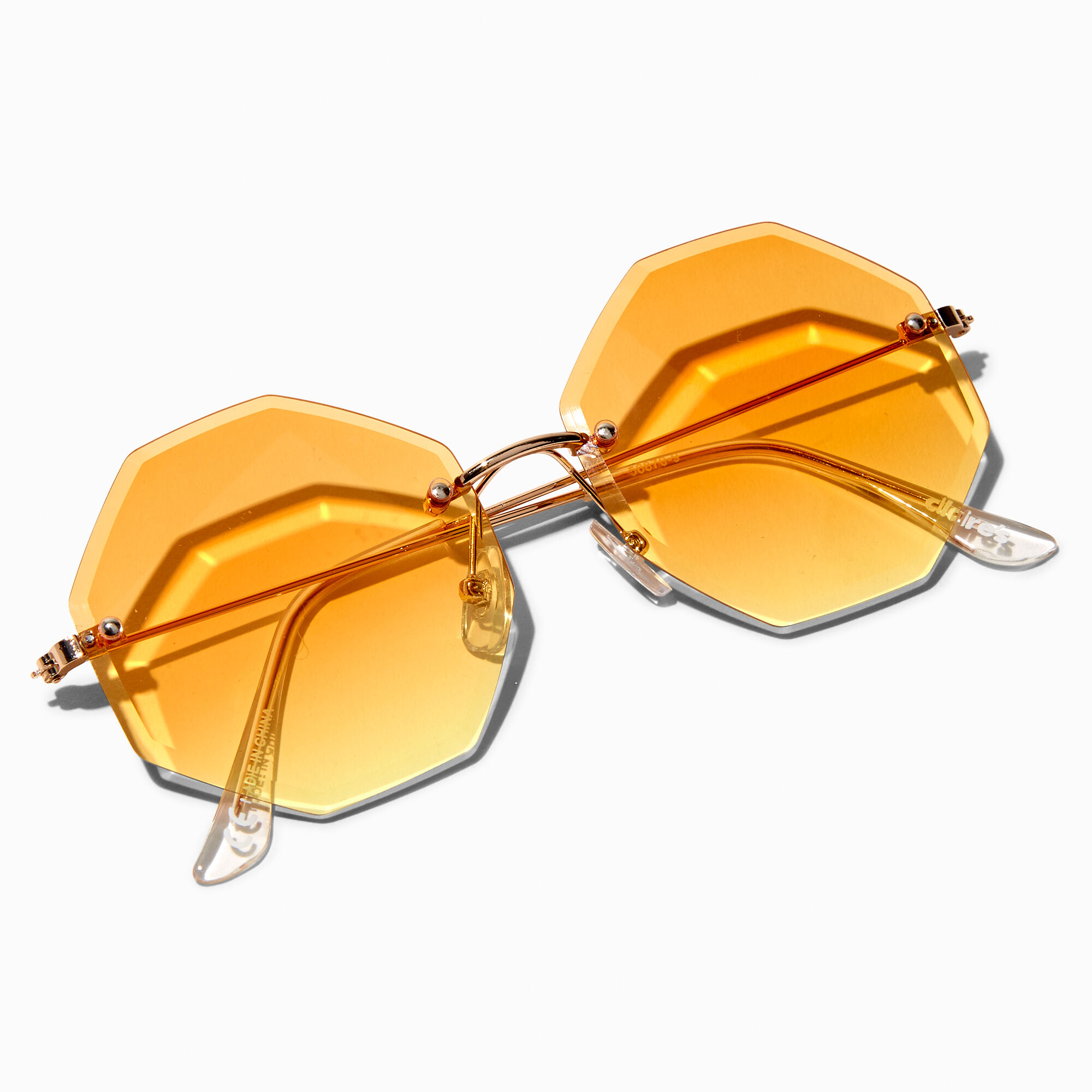 Lunettes de soleil à monture octogonale orange,