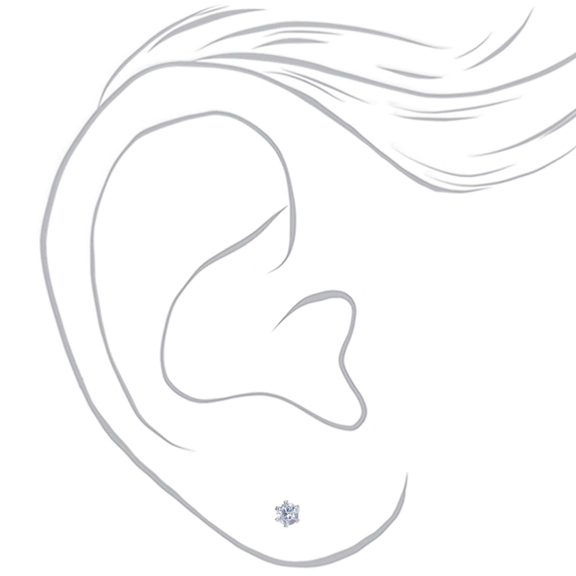 Clear Cubic Zirconia 3mm Round Stud Earrings