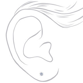 Silver Cubic Zirconia Round Stud Earrings - 3MM,