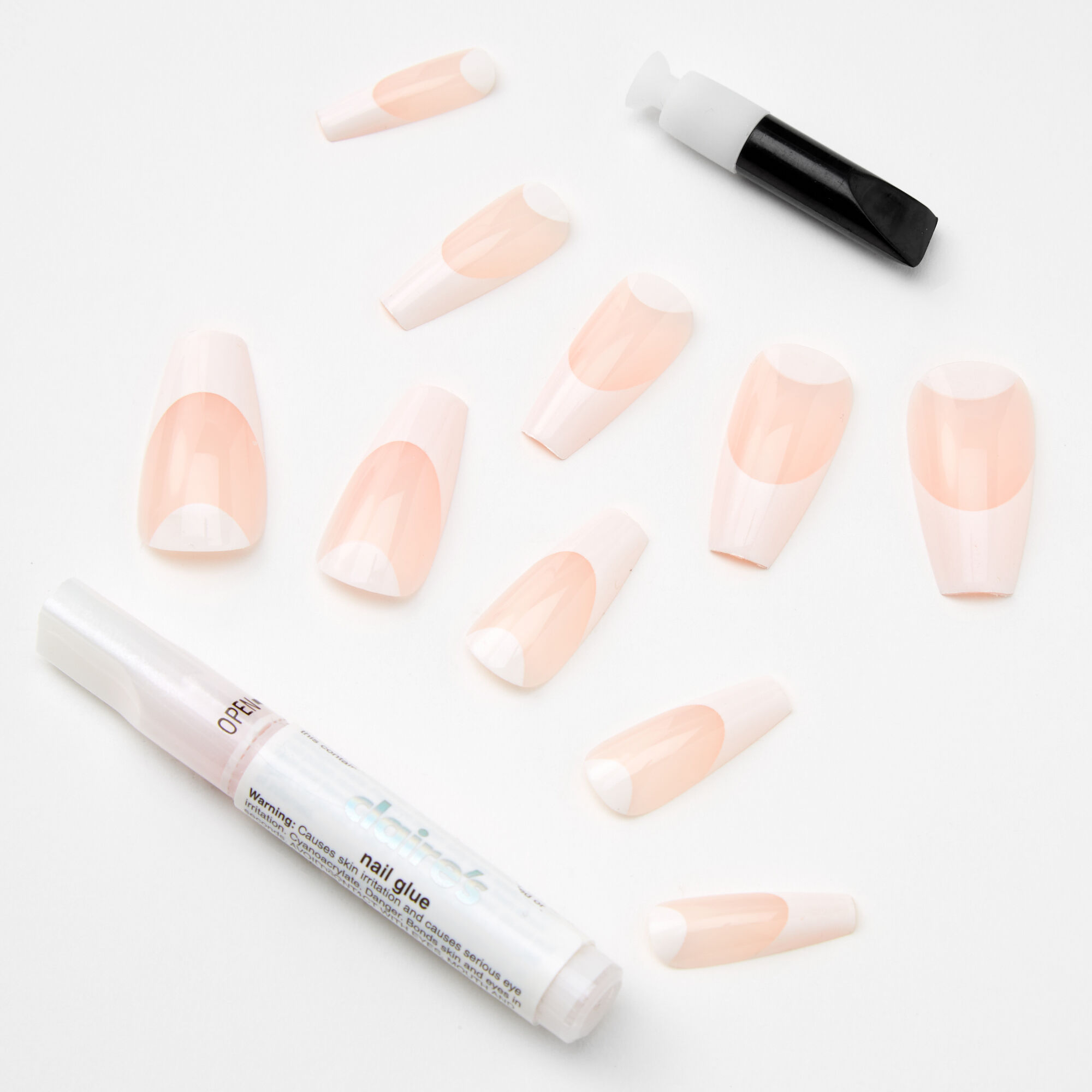 Double French Squareletto Faux Nail Set - 24 Pack,