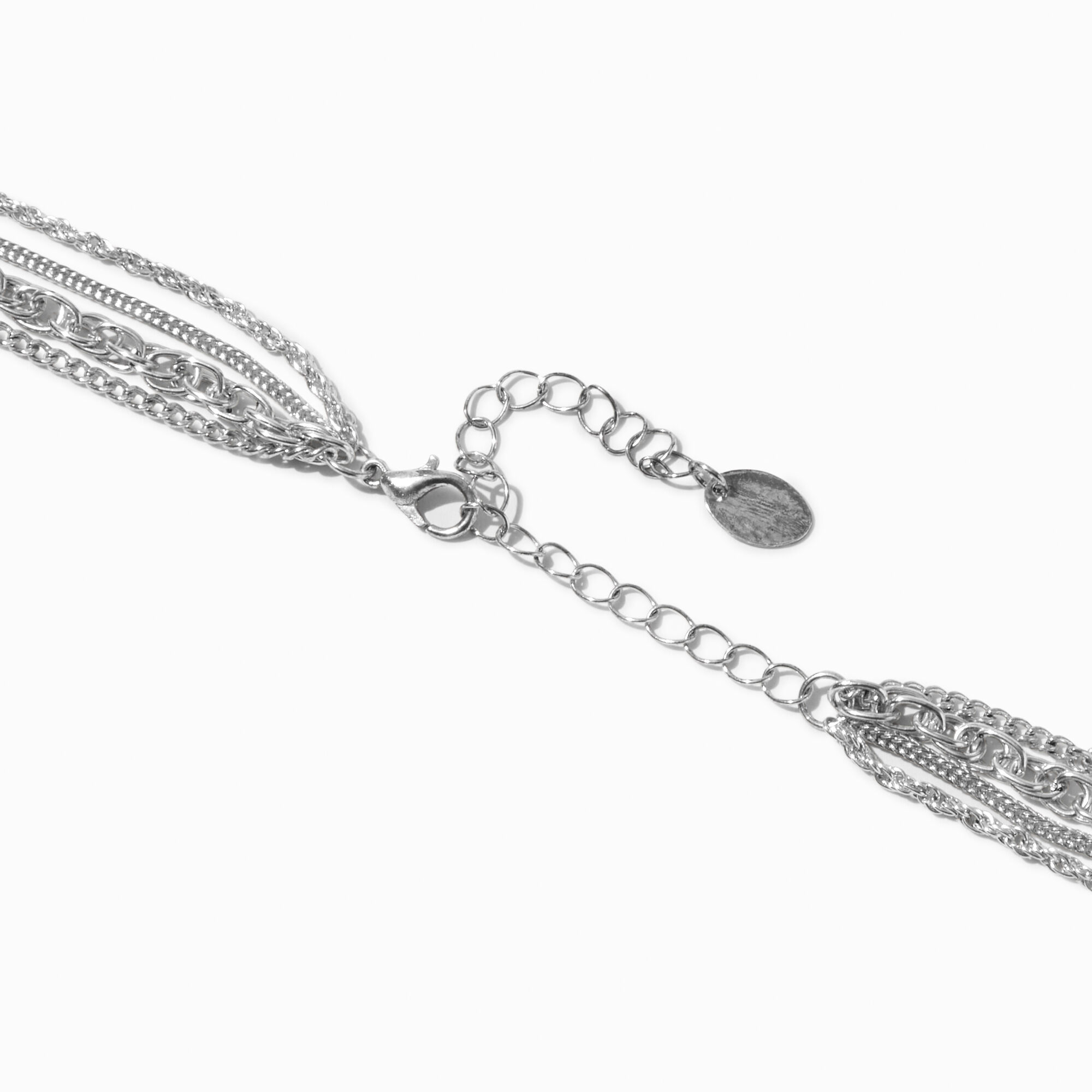 Silver-tone Cross Charms Multi-Strand Necklace,