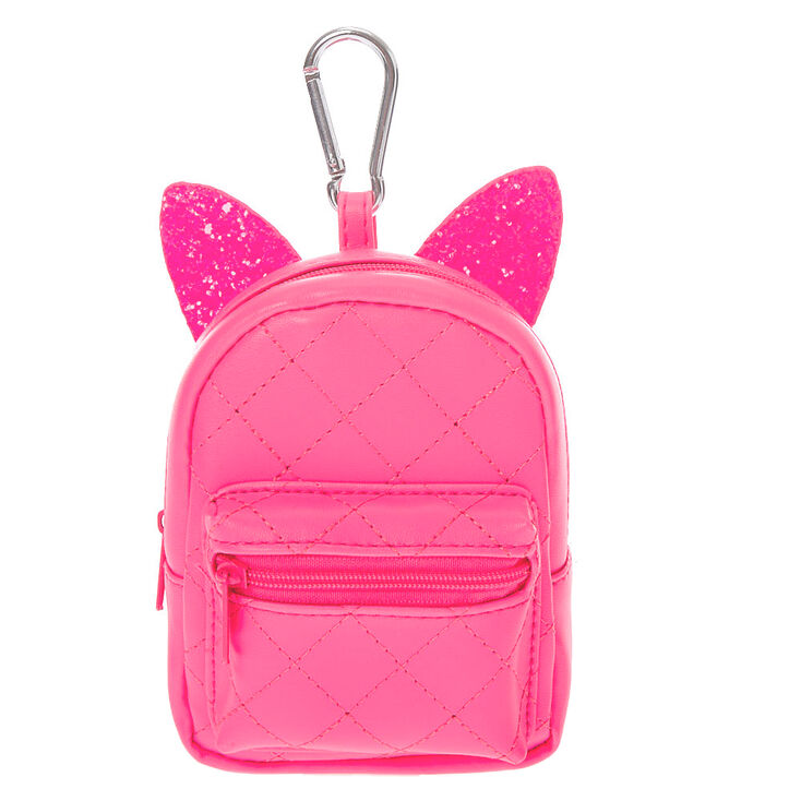 Claire's Porte-clés mini sac à dos fluo - Rose