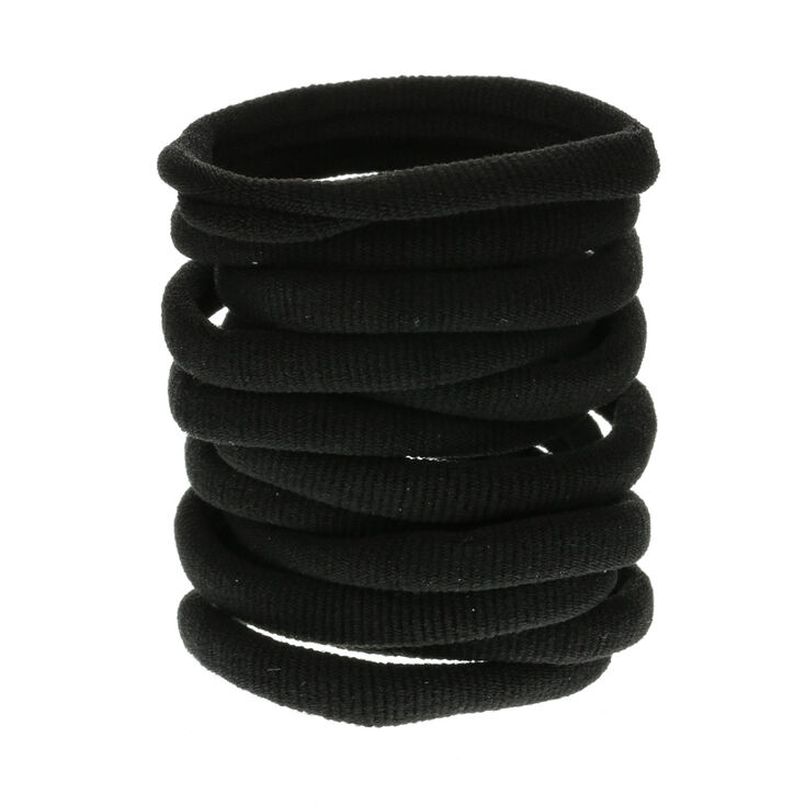 Ribbed Jersey Hair Bobbles - Black, 12 Pack,