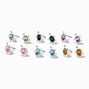 Silver Crystal Turtle Stud Earrings - 6 Pack,
