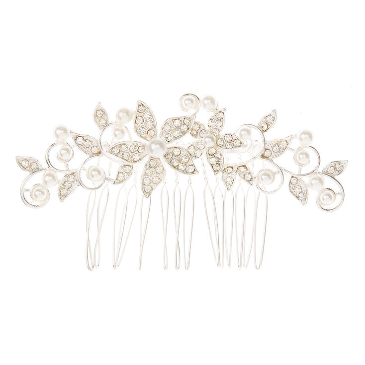 Peigne &agrave; cheveux &agrave; perles d&#39;imitation et bouquet de fleurs,