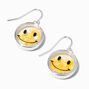 Silver Happy Face Confetti Shaker 1&quot; Drop Earrings,