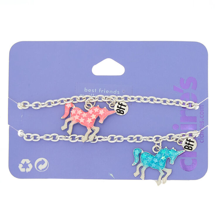 Best Friends Holographic Unicorn Charm Bracelets,