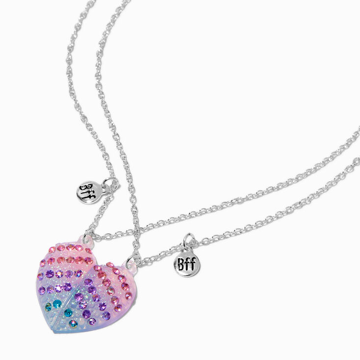 Best Friends Ombr&eacute; Pav&eacute; Split Heart Necklaces - 2 Pack,