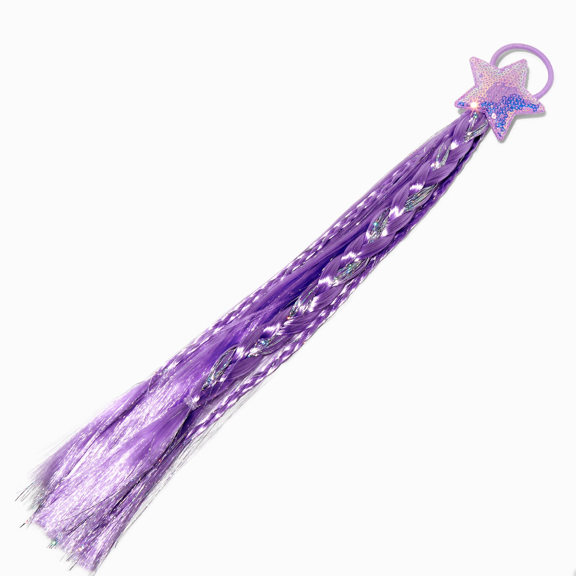 Claire's Club Purple Star Braid Faux Hair Tie,