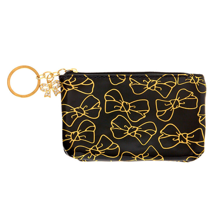 Claire's Porte-monnaie avec nœud couleur doré - Noir